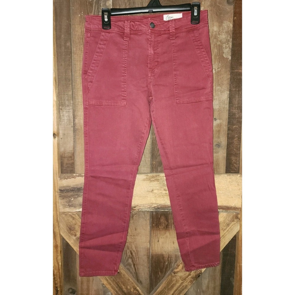 Cosmic Blue Love Skinny Jeans Womens Size 29 Stretch Mid Rise Red Punk Rock